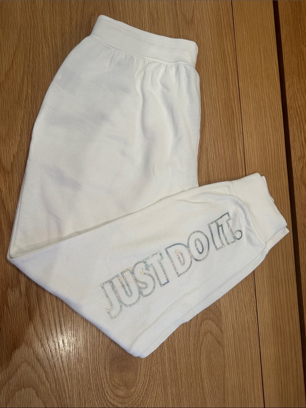 Nike Kids White Joggers with 'JUST DO IT.' Logo